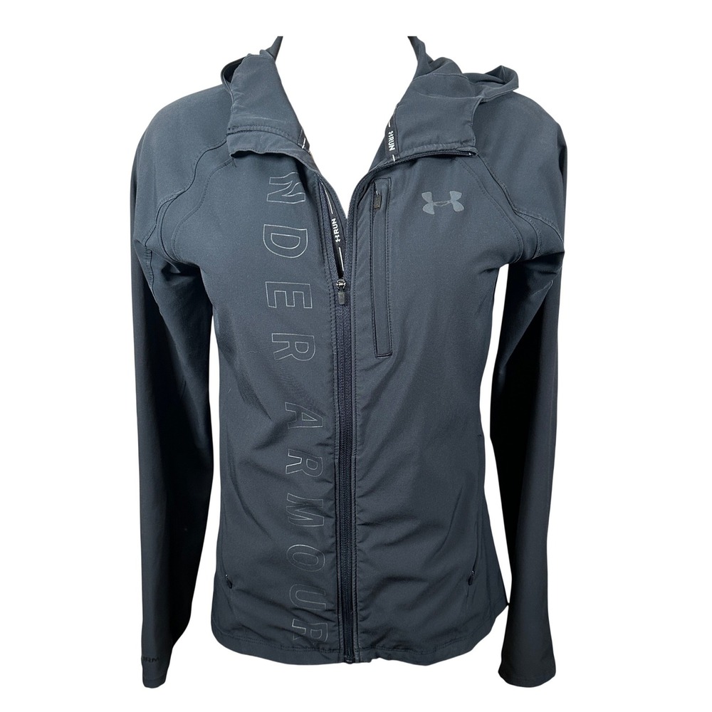 Under Armour Womens Qualifier OutRun Storm Black Running Jacket‎ Hooded Full Zip
